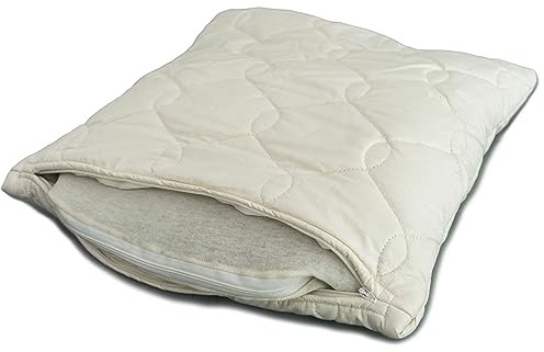 Giraffenland Cuscino con miglio bio 40x40cm comfort extra bio - Tessuto trapuntato bio + miglio bio, con fodera interiore supplementare | non sbiancato e non tinto| Guanciale, Cuscino per la testa