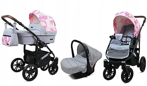 BabyLux® Carrito de Bebé Sistema de Viaje Set 3 en 1 - Optimal - incl. Capazo, Silla de Paseo, Silla Coche - Cochecito - con Bolso cambiador, Cubierta para la lluvia, Mosquitera etc.