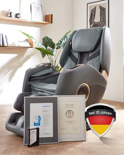 WELCON EASYRELAXX Plus 4D Massagesessel elektrisch Grau-Schwarz – Zero Gravity Relaxsessel mit Wärmefunktion, induktivem Laden & Ganzkörpermassage