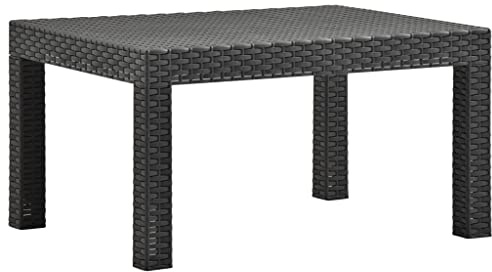 QZZCED Tavolo da giardino antracite, 58 x 58 x 41 cm, in rattan PP, per giardino, terrazze, balconi