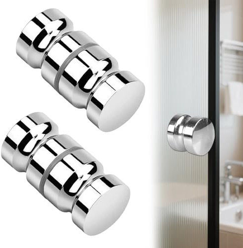 HXSYKJDM Lot de 2 boutons de porte de douche en métal des deux côtés pour porte de douche en verre