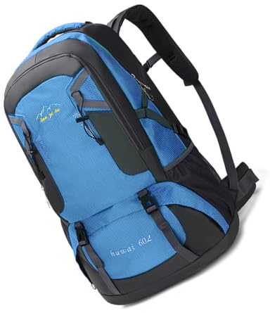 mophrati Mochilas de 60L para exteriores, mochilas impermeables de gran capacidad, paquete de escalada, Para caza, senderismo, bolsa de almacenamiento plegable con cremallera, Azul