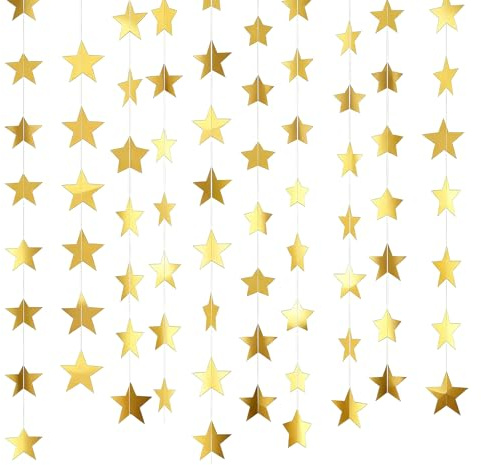 HSBWOPG 18 Strip 94 Inch Large Coverage Gold Star Decor, Each 94 inches Long and 2.5 inches Wide. Perfect for Creating a Dazzling Backdrop for Parties, Birthdays, and Holiday Events