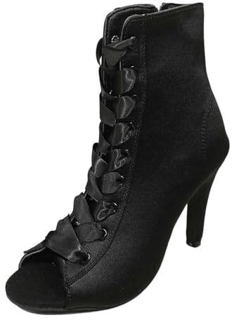 Generisch Botas de baile para mujer, zapatos de baile latinos con cordones, tacón alto, zapatos de noche, salsa bachata salsa bachata suela de goma botines latinos botas botines botines confort