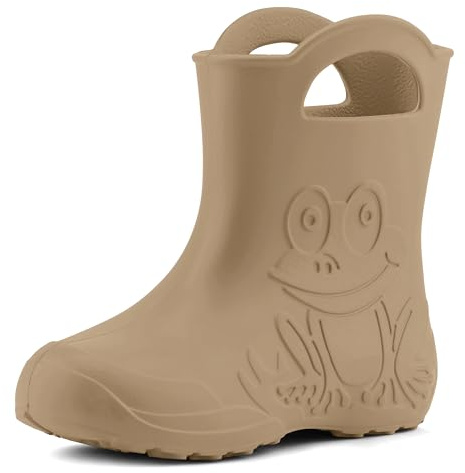 Ladeheid Eva federleichte Kinder Gummistiefel für Jungen und Mädchen Regenschuhe LA-CA-01 Kamel, 28/29 EU