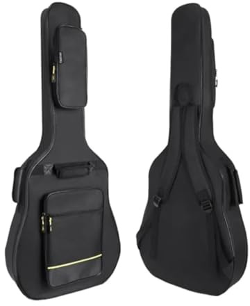 EWUHYFP Gitarrväska 100 102 cm akustisk gitarrväska 0,35 tjock stoppning 600D vattentät nylon 3 fickor klassisk ryggsäck resväska, Svart, One Size, En stil