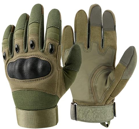 GES Guantes de moto, Hombres Guantes de motocicleta de dedo completo Pantalla táctil ATV Montar Motocross Racing Guantes (Ejercito Verde, XL)
