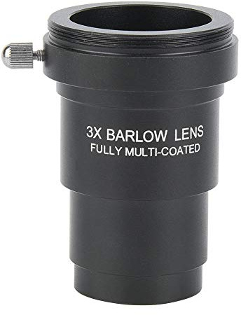 Topiky 1,25 Pollici 3X Lente di Barlow Completamente Nera Multi Rivestita con Filettatura M42x0,75mm per telescopio Standard oculare Astronomia