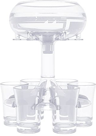 Aigid Dispensador y Soporte para 6 Vasos de chupito, separadores de Vino para llenar líquidos Dispensador de Vino para Fiestas, recepción navideña, Juegos para Beber, cócteles(Transparente)