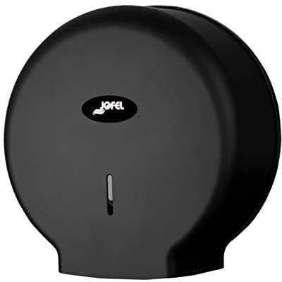 Jofel - Portarrollos de Papel Higiénico Industrial Mediano, Dispensador de Papel en Rollos 300m, 220mm Diámetro, Mandril 45mm, Ideal Baños Públicos, ABS , AE57600-MT Negro Mate