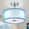 Depuly 3-Light Semi Flush Deckenleuchte, 12'' Blue Drum Light Hängeleuchte mit doppeltem Stoffschirm, moderne Deckenlampe für Schlafzimmer Wohnzimmer