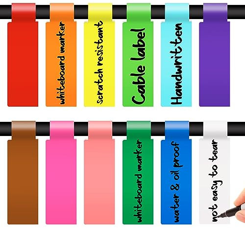 360Stück Selbstklebende Kabelbeschriftung, 12 Farben 12 Blatt Kabeletiketten Kabel Beschriftung Ettiketten Selbstklebend Wasserdich Reißfest Kabelbeschriftung für Klassifizierung Der Kabelmarkierung