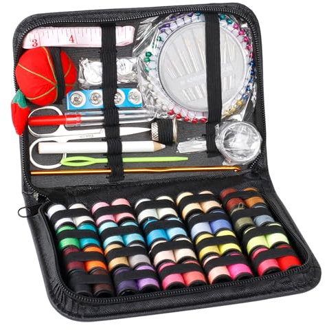 Fhioevt 130 Stück Nähgarn Set Nähset Grundausstattung mit 40 Mix Farben Nähgarn Nähkasten Nähzubehör Sewing Kit Premium Nähzeug mit Tragetasche für Anfänger Reisen Nadel und Faden Set