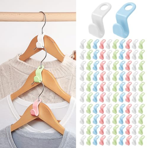 OSDUE 100PCS Gancho de Conexión para Perchas de Ropa, Mini Organizador de Perchas de Plástico para Armario, Gancho de Conexión para Ahorrar Espacio