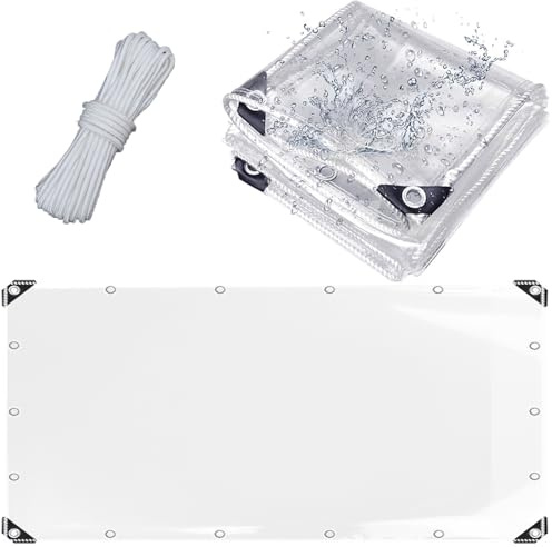 Flei Wasserdicht Plane transparent, Reißfest Windschutz Plane, Kälteschutz und Wärmeerhaltung, aus PVC Faltbar mit Seil für Pavillons, Carports, Balkon, Gewächshaus und mehr - 2.5x4M