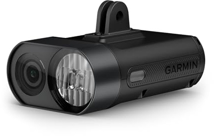 Garmin Varia Vue Luz Frontal para Ciclismo con Cámara 4K, guarda automáticamente las grabaciones, detección de incidentes, hasta 600 lúmenes, iluminación lateral, control automático de brillo
