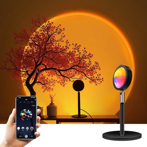 GY Alexa Sunset Lamp,Smart WIFI Sonnenuntergang Lampe, 16 Million Farbe Kompatibel mit Alexa & Google,360° Wlan Sunset Projektionlampe Stimmungslampe für Party,Tiktok,Wohnzimmer, APP Control