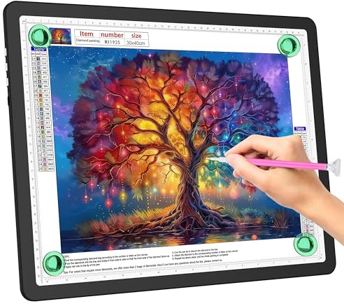 Rechargeable A3 Light Box with Side Buttons, Ultra-Bright Wireless Light Board for Diamond Painting, 4000mAh Lightbox for Tracing and Drawing, Magnetic Light Pad for Sketching, Animation