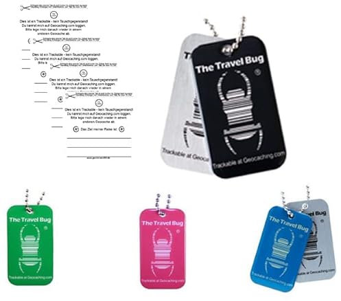 geo-versand 4 x Geocaching Travel Bug + Gratis Anhänger QR Code Traveltag Geocoin trackable
