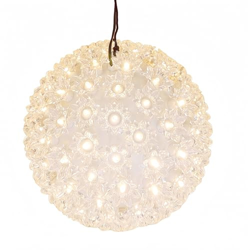 JinBest Warm White Starlight Sphere Lights 7.5 Inches, UL Certified and Commercial Grade LED Hanging Sphere Light, for Indoor and Outdoor Christmas, Patio, Garden.