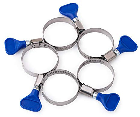 BFG Jeu de Colliers de Serrage en Acier Inoxydable, Taille 25-40mm - 5 Pièces, Collier de Serrage Papillon Ajustable - Idéal pour Fixer les Tuyaux aux Queues des Tuyaux Barbelés