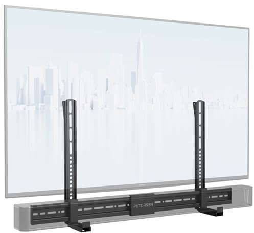 PUTORSEN Soundbarfäste Universal Passar Soundbars Upp Till 15 Kg, Justerbart TV-fäste För Montering Ovanför Eller Under TV Med Fallkrokar