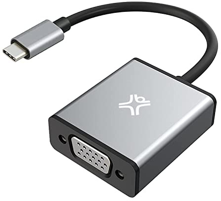 XtremeMac USB-C zu VGA Adapter, Full HD 1080p @ 60Hz, Plug & Play, Aluminiumgehäuse für MacBook, Samsung und andere USB-C Geräte - Grau