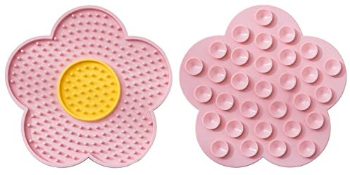 Koomuao Schleckmatte Hund mit Saugnapf,2 Stück Leckmatte für Hund, Katze, Schleckmatte Hund für Hund Angst Linderung,für Hundebaden, Trainieren, Fellpflege & Klauenpflege (Rosa)