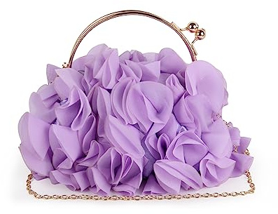 LUI SUI Bolsos de Fiesta de Satén Suave con Flores y Diseño Nocturno para Baile