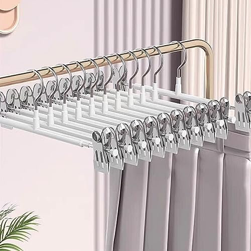 30 cm Metall Hosenbügel, 10 Stück Kleiderbügel mit rutschfest Clips,Rostbeständig Rockbügel Hosenbügel Platzsparend für Hosen Shorts Rock Socken Unterwäsche(weiß)