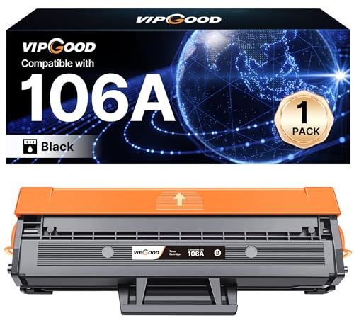VIPGOOD 106A W1106A Toner con Chip Compatibile per HP 106A W1106A Cartuccia Toner per Laser MFP 137fnw 137fwg 135a 135r 135w 135wg 107w 107a 107r (Nero, 1-Pack)