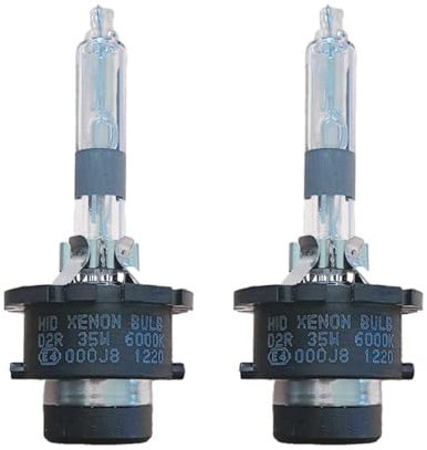 HID Xenon D2R 6000 K 85 V 35 W 3600 lúmenes, 2 unidades, luz de repuesto para faros de coche, alta compatibilidad, base de metal