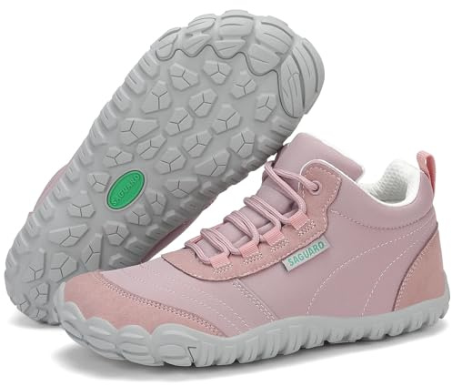SAGUARO Chaussures Minimaliste Barefoot Homme Barefoot Shoes Femme Chaussures Pieds Nus Respirant Chaussures de Trail Antidérapantes Chaussures de Randonnée pour Semelle Zero Drop Rose,EU GR.38