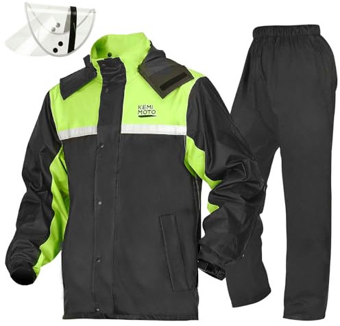 KEMIMOTO Regenanzug für Herren, Wasserdichter Reflektierender Regenmantel, Atmungsaktiv Regenbekleidung Regenjacke für Camping, Wandern, Reisen, Radfahren