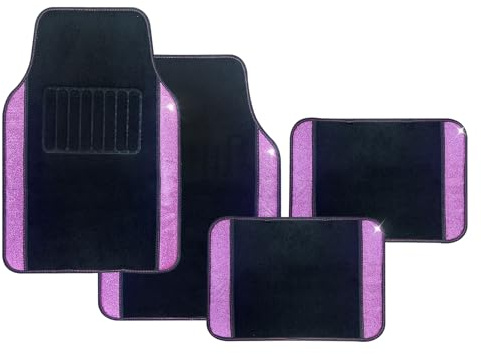 Enerfero Alfombrillas para Coche Juego de 4, Alfombrillas de moqueta para Coche, Alfombrillas universales Antideslizantes y duraderas para 64x44cm (Delanteras), 43x30cm (Traseras)