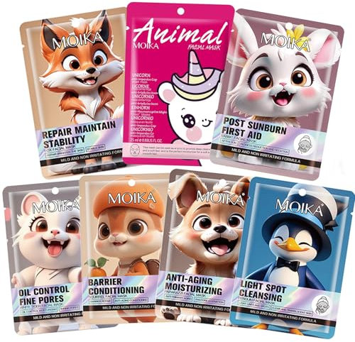 7 Pièces Masque Visage Enfant, Masque Visage Femme, Masque Hydratant Visage pour le Visage Convient Filles et Femmes