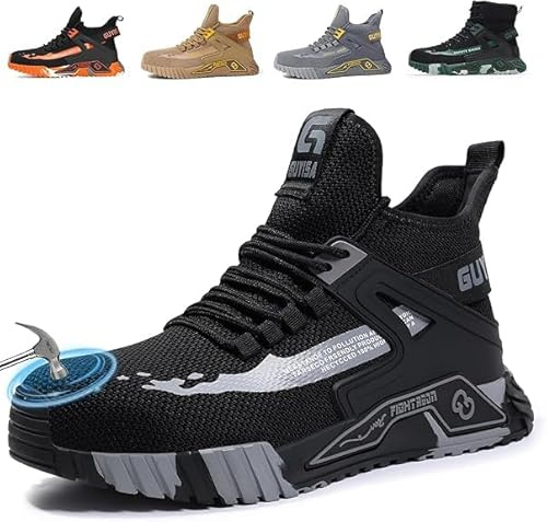 LAoutun Safety Trainers Men Breathable Industrial Work Safety Shoes