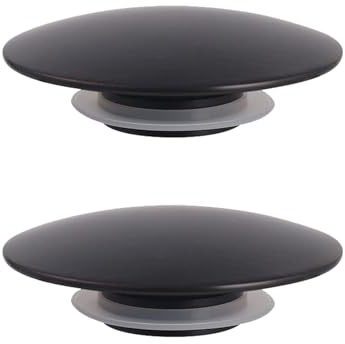 Honseadek Tapón de desagüe desplegable para lavabo de baño, color negro mate, 66 mm, con mecanismo de clic, ajuste universal para lavabo de cocina, bañera, rosca M8