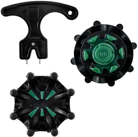 RUGBOL Lot de 15 Crampons pour Chaussures de Golf, Pointes de Cricket, Accessoires pour Chaussures de Golf, Cadeau pour golfeurs (Noir et Vert)