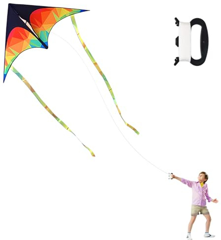 Hillylolly Drago di volo singolo, 125 × 65 cm, drago delta, drago aereo, aquilone delta, aquilone, delta, kite, drago volante, aquilone volante, aquilone, per gite in spiaggia