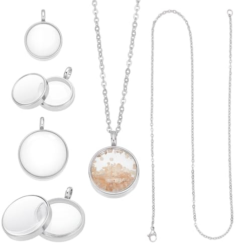 UNICRAFTALE 2Pc 2 Tailles Médaillon Photo Souvenir Charme Flottant pour Mariage DIY Bijoux en Acier Inox Cadre Photo Verre Médaillon Collier 45cm avec Chaine