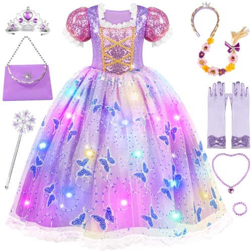 Meland Princess Dresses for Girls - Light Up Princess Costume for Little Girl, Halloween Costumes & Gift for Toddler Age 3-10（S, 3-4 Years）