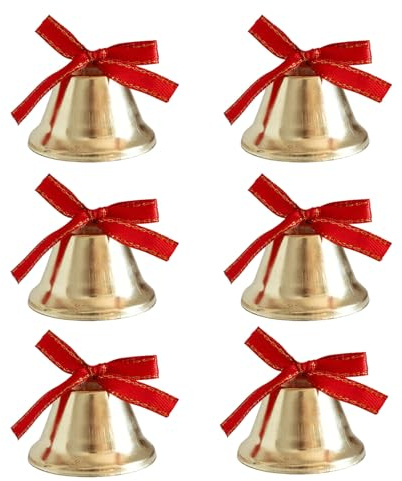 Cloches de Noël Dorées - Ornements de Couronne de Fête Saisonnière avec Nœuds - Décor De Cloches pour Couronne De Noël - pour Maison Salon Balcon Porte d'Entrée Patio Jardin Arrière-Cour