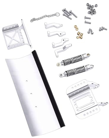 AMONIDA Mycket Realistisk 1/18 RC Främre Snöskyffel för TRX4M RC Bandbilsnöplogslegering för Utmanande Terräng (Silver)