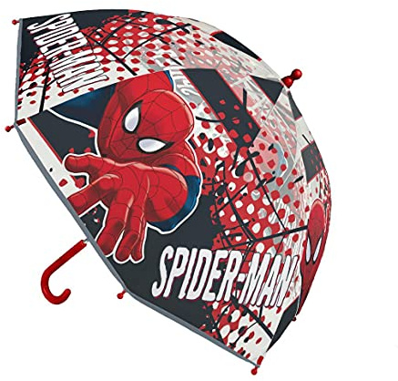 CERDÁ LIFE'S LITTLE MOMENTS - Paraguas Transparente de Spiderman | Apertura Manual, Compuesto por 8 Varillas y con Tubo Metálico de Alta Resistencia - Licencia Oficial Marvel