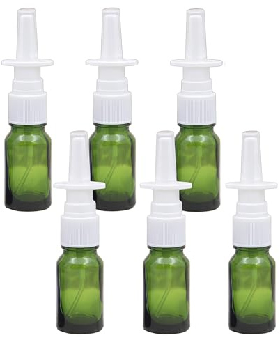 Lot de 6 vaporisateurs nasaux vides rechargeables en verre de 10 ml pour maquillage, eau, voyage, parfums, huiles essentielles, applications d'eau saline (vert)
