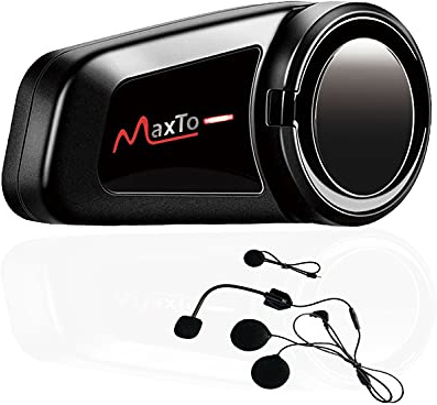 MaxTo Motorcykelhjälm Headset, M2 1000M 6-vägs Bluetooth Intercom, Motorcykelhjälm Communication System Kit, 2-6 Driver Pairing, BT5.0/FM Radio/Vattentät/Siri/Universal Parning av andra märken Headset