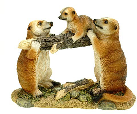 Kremers Schatzkiste Erdmännchenfamilie mit Kind Figur Gartenfigur 28 cm Meercat Tierfigur