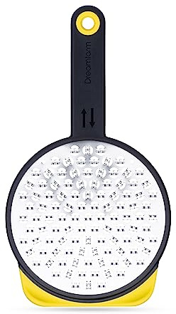 Dreamfarm Ograte Schnellreibe für Lebensmittel und Gemüse, zweiseitig, mit rutschfestem Haken und Fuß, mittlere Reibe, 3 mm, Gelb