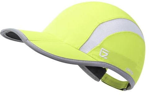 GADIEMKENSD Quick Dry Sports Hat Lightweight Breathable Soft Outdoor Run cap (Folding Series,Bright Green)